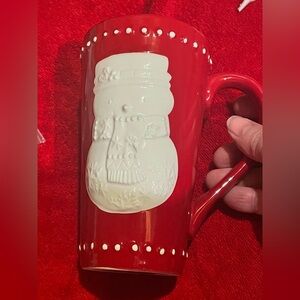 Hallmark large Red Mug with White snowman ⛄️